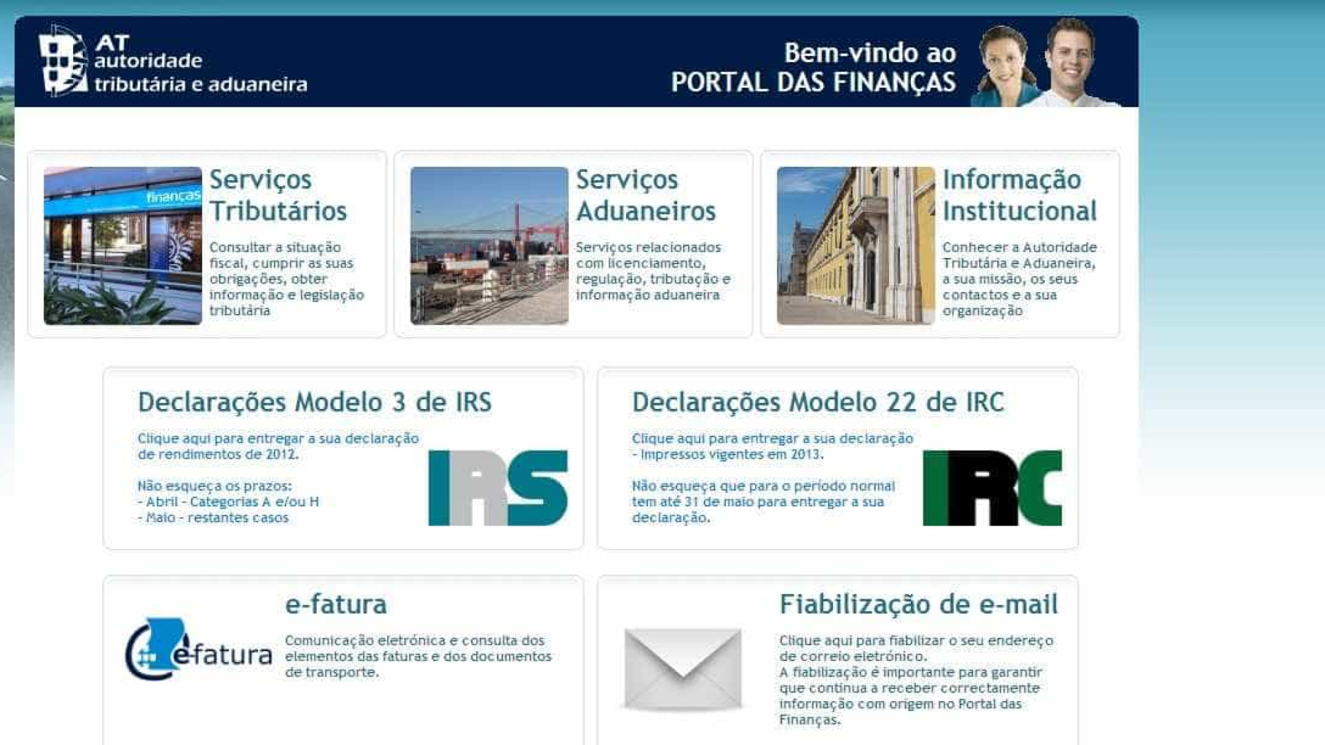 Portal das Finanças disponível depois de 5 horas em baixo