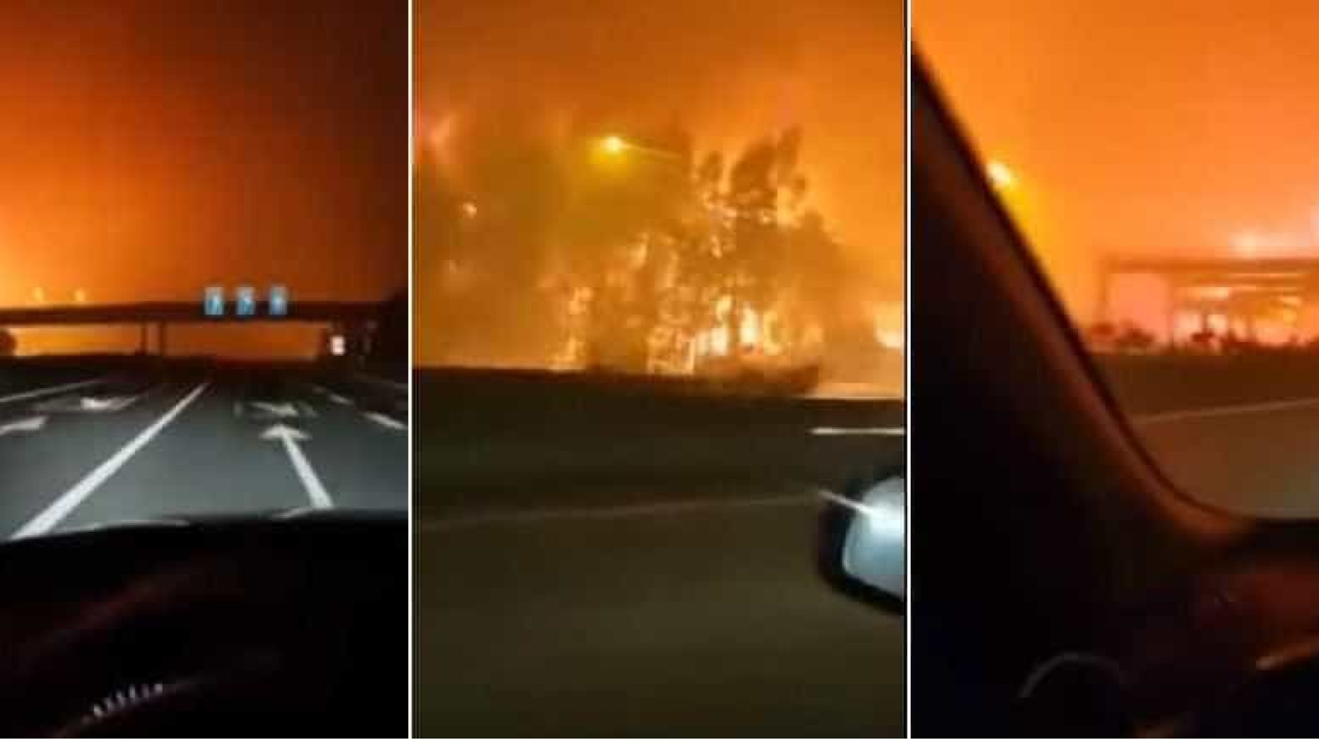 Vídeo mostra automobilista a fugir às chamas na autoestrada