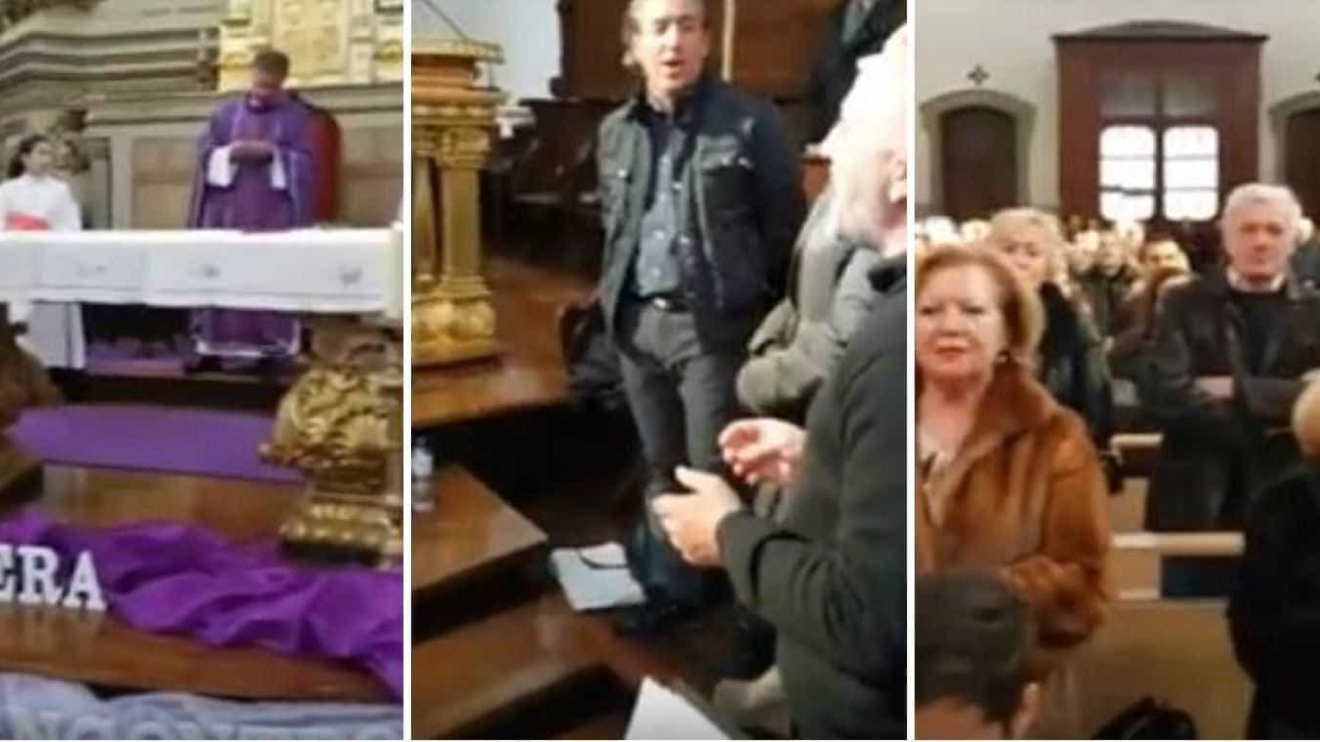 Coro, padre e fiéis cantam Xutos na missa em homenagem a Zé Pedro