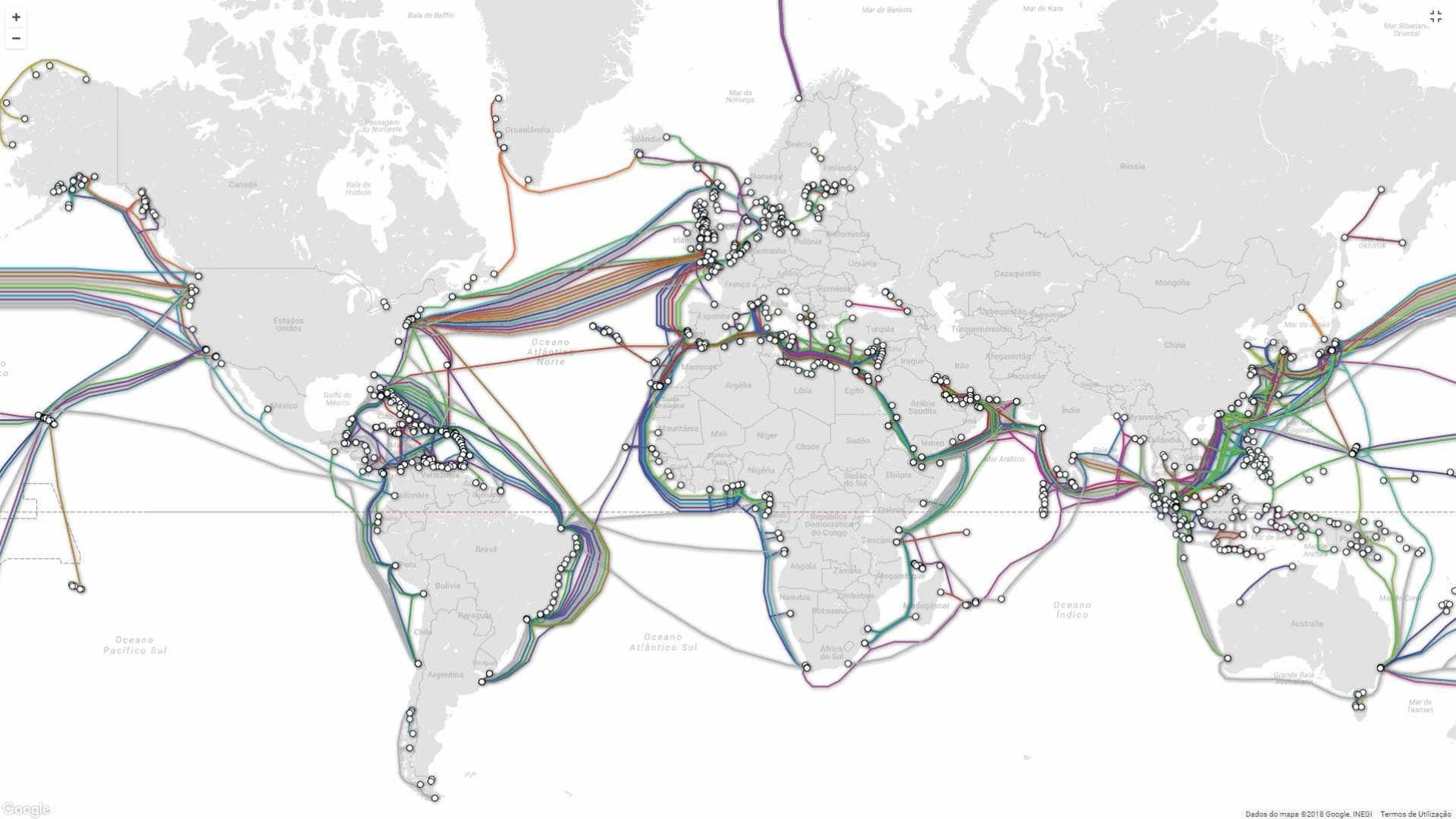 Mapa mostra-lhe os cabos que ajudam a manter 'viva' a internet