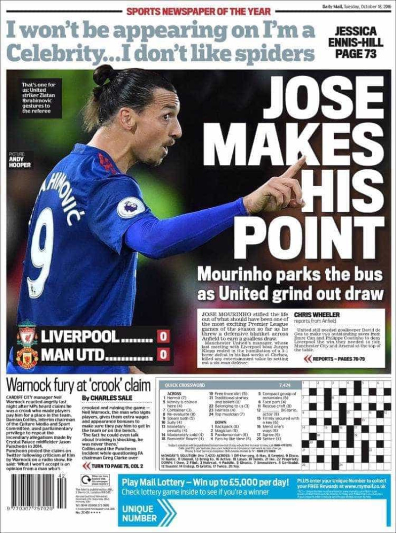 "Autocarro" de Mourinho em destaque na imprensa inglesa