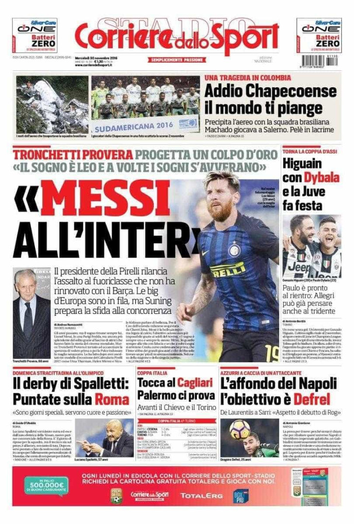 Presidente da Pirelli quer ver Messi no Inter de Milão
