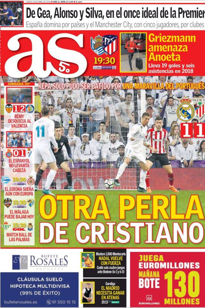 Internacional: Espanhóis rendidos ao calcanhar de Ronaldo