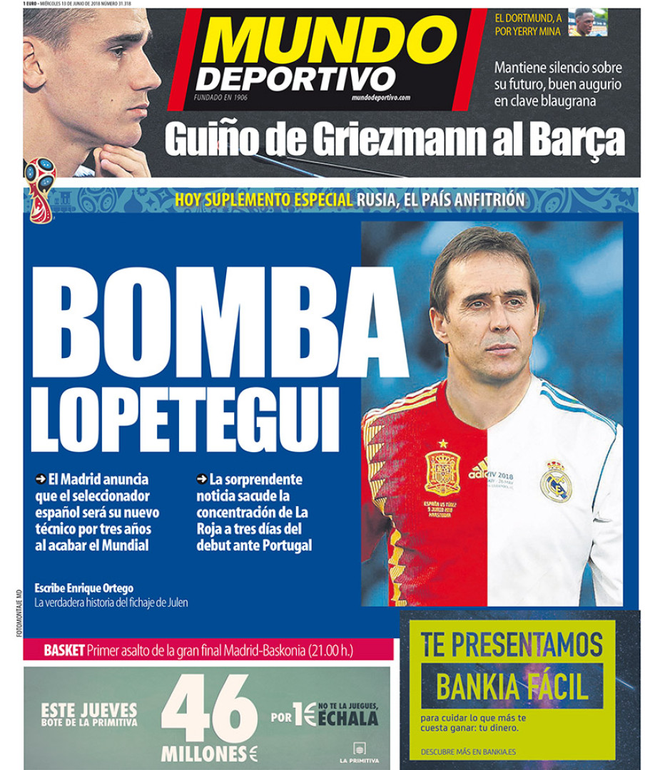 Imprensa internacional: 'Bomba' Lopetegui abala mundo do futebol