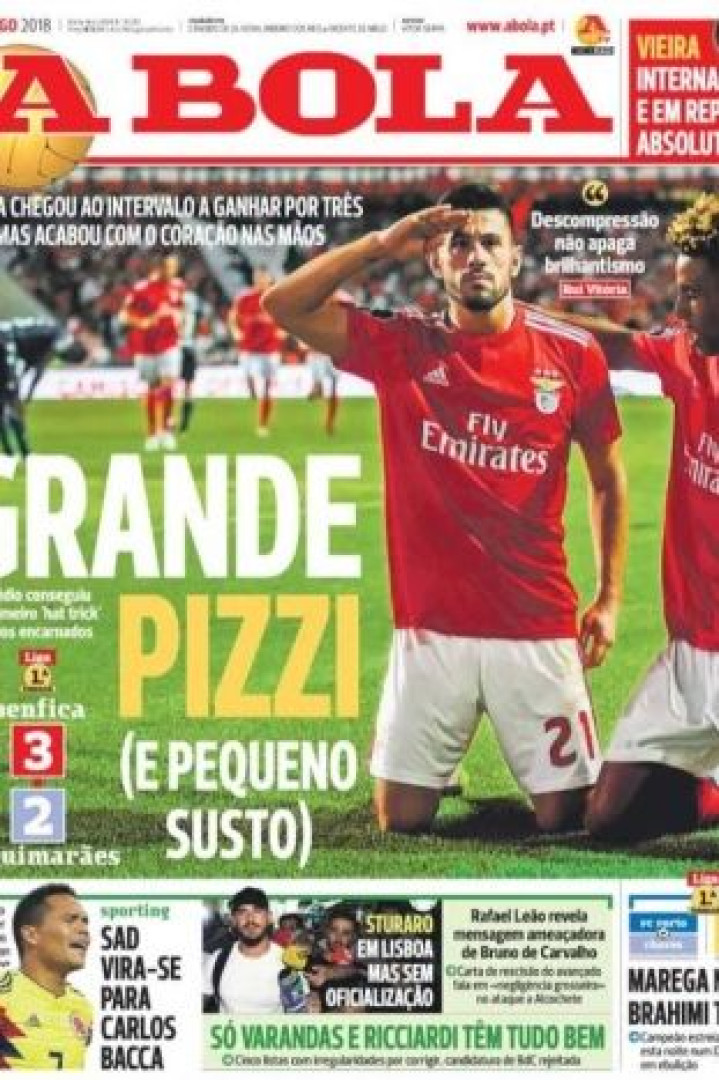 Por cá: O hat-trick de Pizzi e a estreia do 'campeão' na Liga