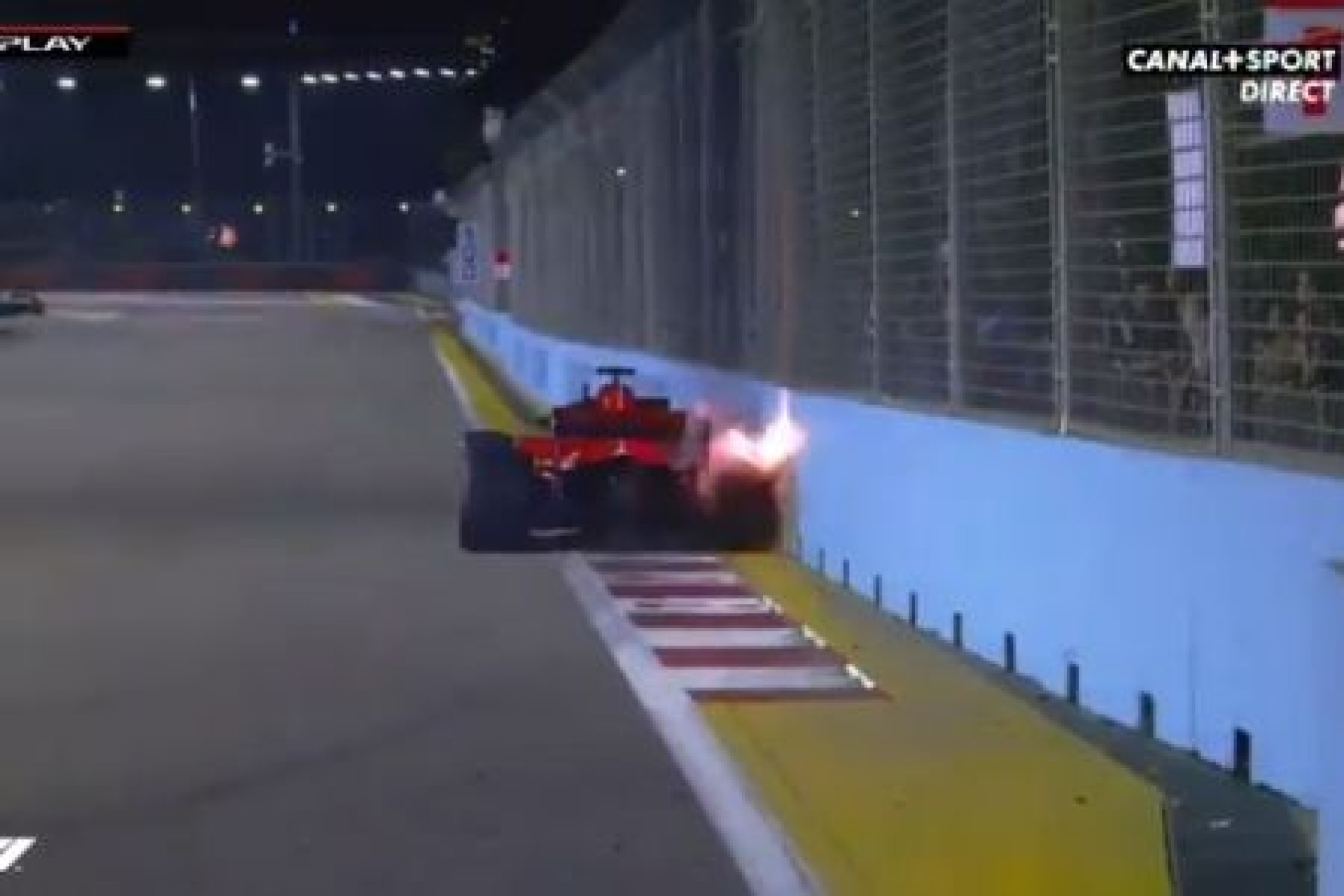 GP de Singapura: Vettel bateu no muro e até 'voaram' faíscas