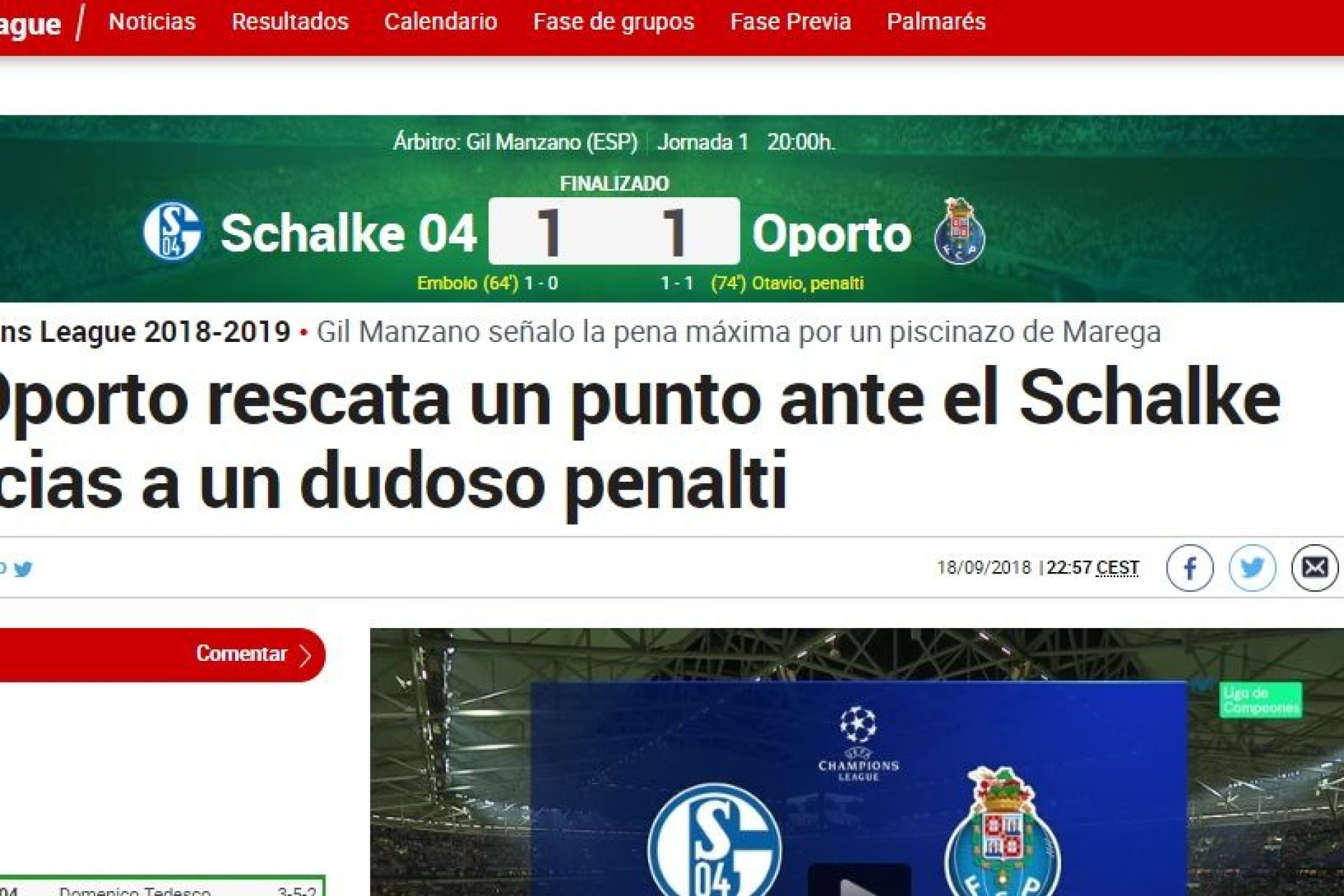 FC Porto empata com "penálti fantasma". Espanhóis não perdoam Gil Manzano