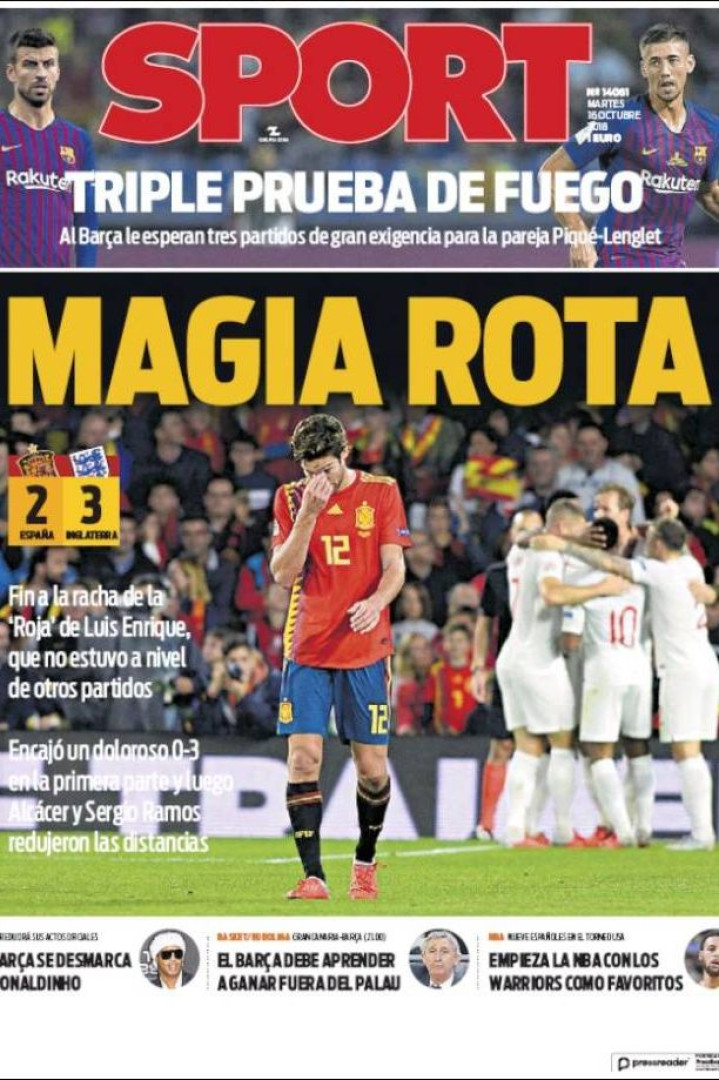 Internacional: Espanha em 'choque' com derrota frente à Inglaterra