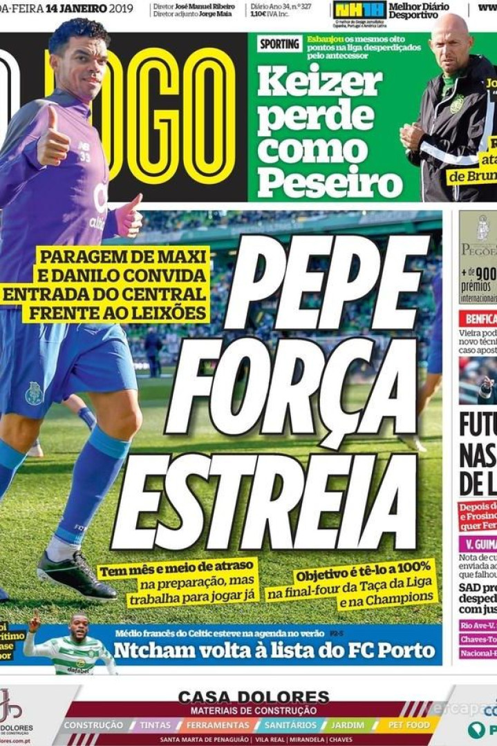 Por cá: Mathieu vai renovar, Vieira pede títulos e a estreia de Pepe