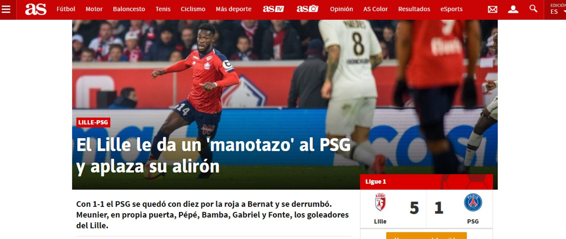 Humilhação histórica imposta pelo Lille ao PSG já corre mundo