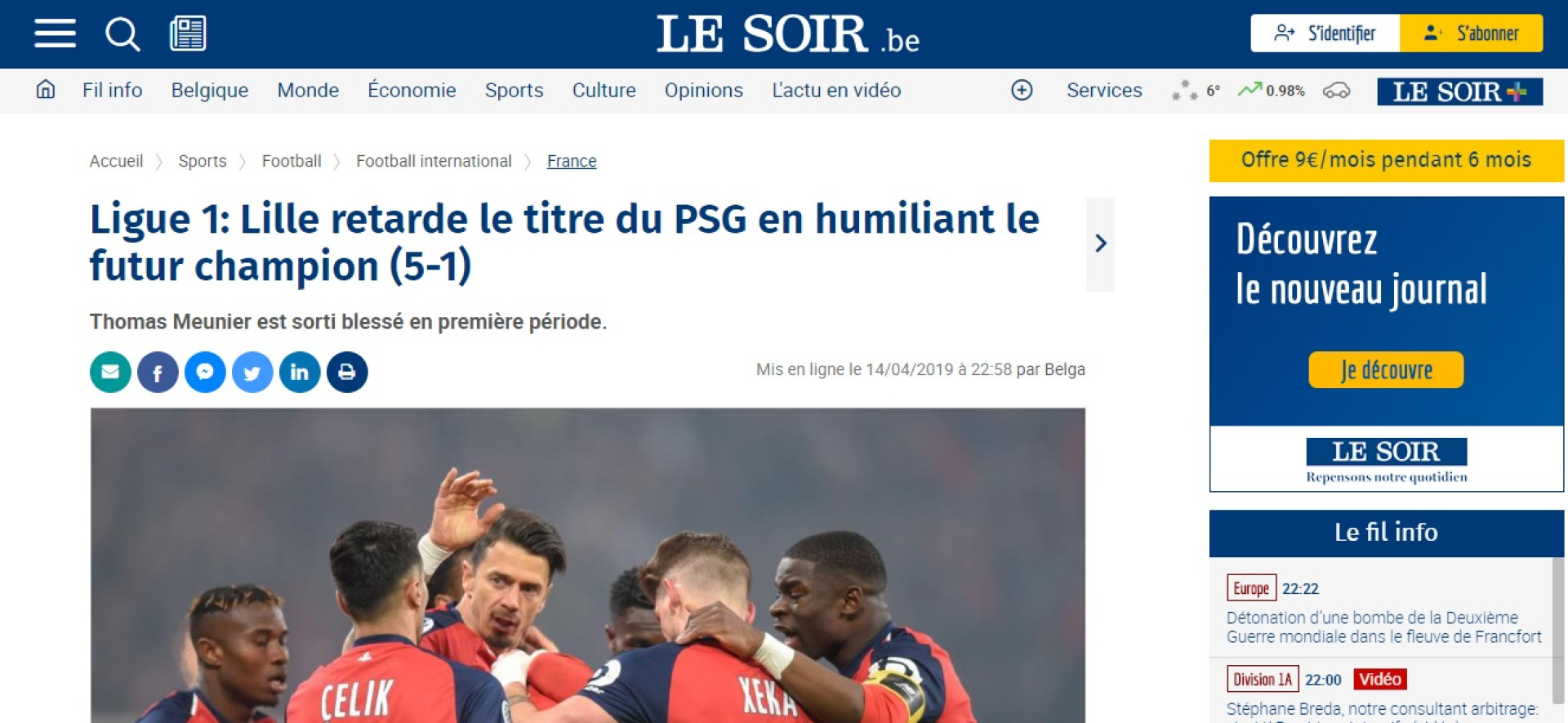 Humilhação histórica imposta pelo Lille ao PSG já corre mundo